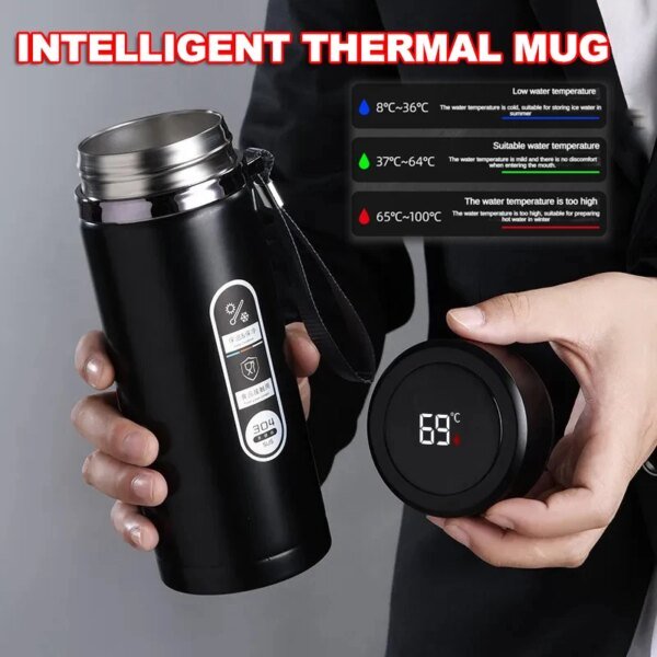 Botella Termo de acero inoxidable de 500ML-1Liter con pantalla LED de temperatura Sus304 botella de agua de té termo tazas portátiles
