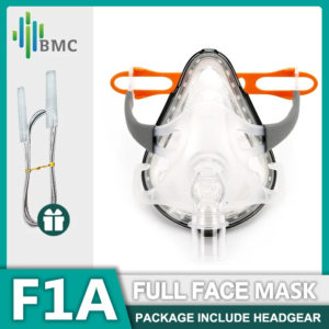 BMC-mascarilla CPAP F1A, máscara facial completa antironquidos con casco gratis para CPAP, respirador automático CPAP BiPAP, tamaño S, M, L, terapia de ronquidos