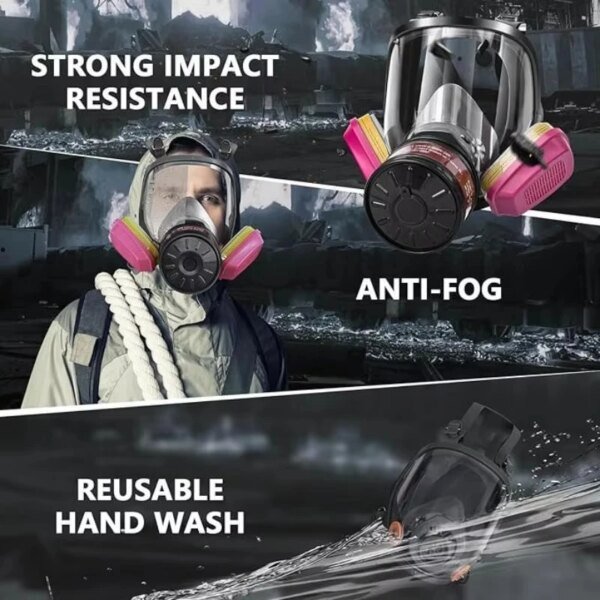 Máscara de gas Máscara de gas nuclear y productos químicos de supervivencia con filtro de carbón activado de 40 mm y máscara respiradora de cara completa con filtro 60926 - Image 4