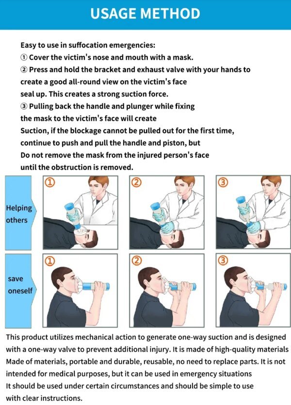 Heimlich Maneuver Dispositivo de rescate antiasfixia Mascarilla facial de emergencia Rescate en el hogar Botiquín de primeros auxilios para adultos y niños - Image 3