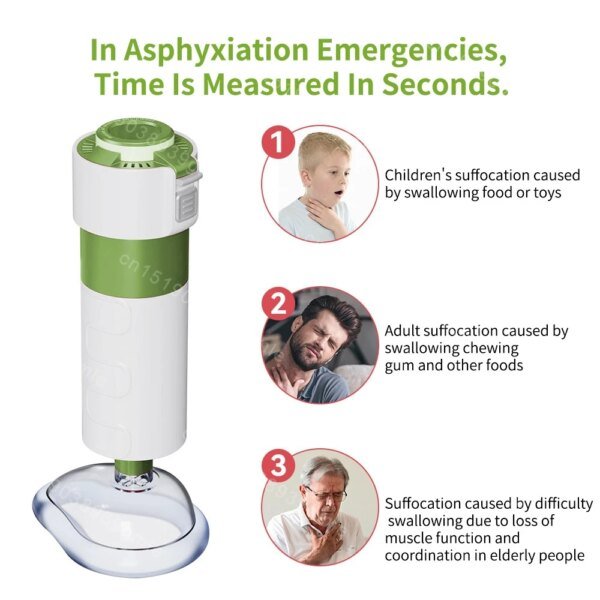 Dispositivo de rescate antiasfixia de primeros auxilios automático para adultos y niños con máscaras de 3 tamaños diferentes Kit de emergencia de asistencia para vías respiratorias en el hogar - Image 3
