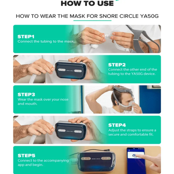 Mini Bluetooth CPAP para dejar de roncar APAP portátil antironquidos y apnea del sueño para el síndrome de la Apnea del sueño y ayuda para dormir OSA con máscara - Image 4