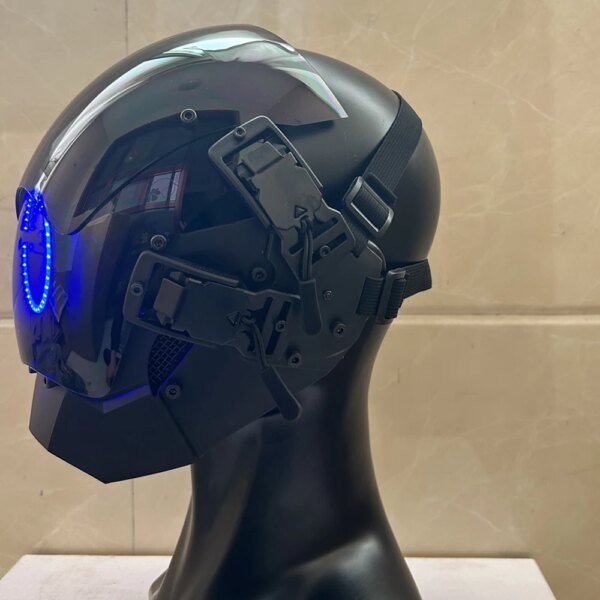 Máscara CyberPunk 7 tipos de colores seleccionables Led Samurai Circular LED Cosplay casco de ciencia ficción juguetes de fiesta para hombres y mujeres - Image 4