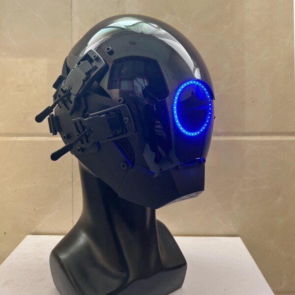 Máscara CyberPunk 7 tipos de colores seleccionables Led Samurai Circular LED Cosplay casco de ciencia ficción juguetes de fiesta para hombres y mujeres - Image 2