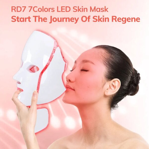 Mascarilla Facial LED de 7 colores, mascarilla ligera antiarrugas para la piel, mascarilla para el cuello, blanqueamiento, cuidado de la piel, dispositivos de belleza para uso doméstico - Image 5