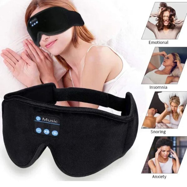 Máscara de ojos 3D, Bluetooth, reproducción de música, auriculares para dormir con altavoz HD incorporado, máscara para dormir, auriculares inalámbricos Air Travel 5,0 - Image 6