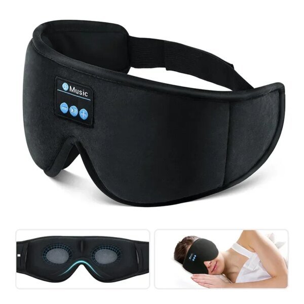 Máscara de ojos 3D, Bluetooth, reproducción de música, auriculares para dormir con altavoz HD incorporado, máscara para dormir, auriculares inalámbricos Air Travel 5,0 - Image 2