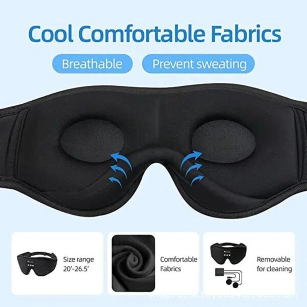 Máscara de ojos 3D, Bluetooth, reproducción de música, auriculares para dormir con altavoz HD incorporado, máscara para dormir, auriculares inalámbricos Air Travel 5,0 - Image 3