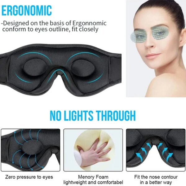 Máscara de ojos 3D, Bluetooth, reproducción de música, auriculares para dormir con altavoz HD incorporado, máscara para dormir, auriculares inalámbricos Air Travel 5,0 - Image 5
