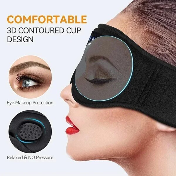 Máscara de ojos 3D, Bluetooth, reproducción de música, auriculares para dormir con altavoz HD incorporado, máscara para dormir, auriculares inalámbricos Air Travel 5,0 - Image 4
