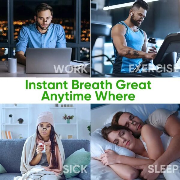 Tiras nasales para dormir, paquete de 30/60 tiras nasales perfectas para respirar y roncar, solución para aliviar la congestión de la nariz para hombre y mujer - Image 5