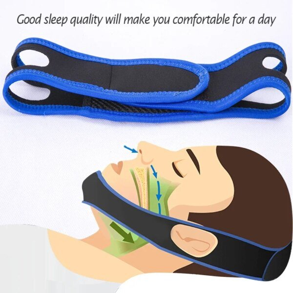 Cinturón ajustable para ronquidos CPAP, correa para la barbilla anti ronquidos, correas de soporte para la barbilla para Apnea del sueño, herramientas de ayuda para el cuidado de la salud, 1 ud. - Image 4