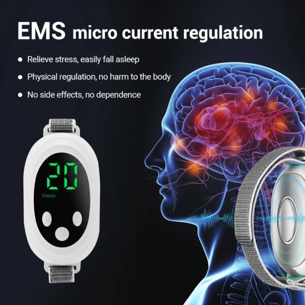 Nuevo Dispositivo de ayuda para dormir de microcorriente EMS, máquina de ayuda para dormir, instrumento para el sueño para el insomnio, estrés, ansiedad, alivio, masajeador de pulso de palma - Image 2