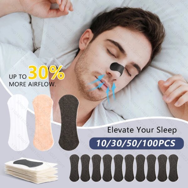 10 Uds. Tiras nasales antironquidos, tiras antironquidos, cuidado de la salud, sueño bien respirable, tiras de respiración nasal para oxígeno mejorado