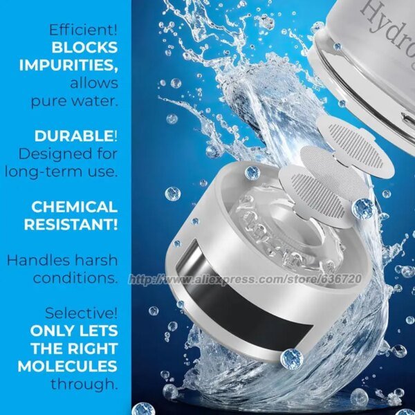 Generador portátil de botellas de agua de hidrógeno H2, ionizador de agua de botella de hidrógeno de hasta 9000 PPB con tecnología SPE/PEM - Image 3