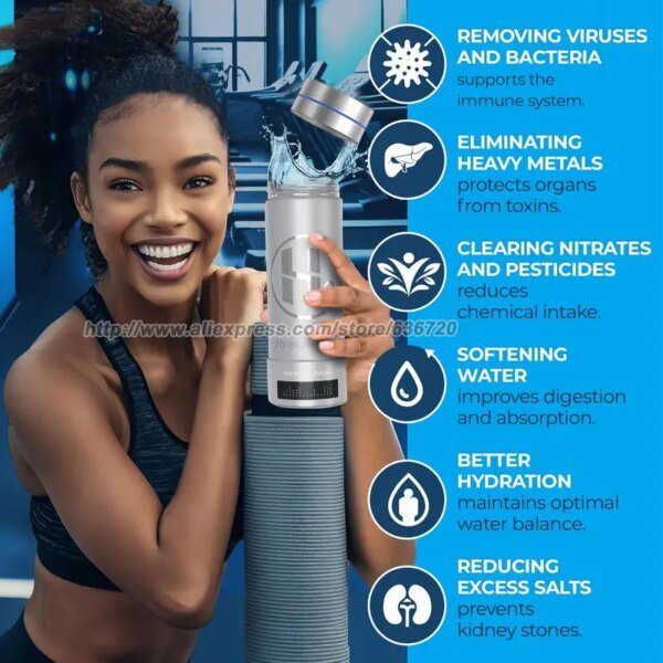 Generador portátil de botellas de agua de hidrógeno H2, ionizador de agua de botella de hidrógeno de hasta 9000 PPB con tecnología SPE/PEM - Image 5