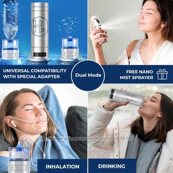 Generador portátil de botellas de agua de hidrógeno H2, ionizador de agua de botella de hidrógeno de hasta 9000 PPB con tecnología SPE/PEM - Image 4