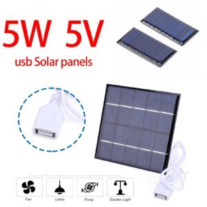 Panel de cargador de batería Solar, placa de células solares policristalinas para acampar al aire libre, Banco de energía, teléfono, iluminación de patio doméstico, 5W