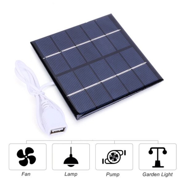 Panel de cargador de batería Solar, placa de células solares policristalinas para acampar al aire libre, Banco de energía, teléfono, iluminación de patio doméstico, 5W - Image 2
