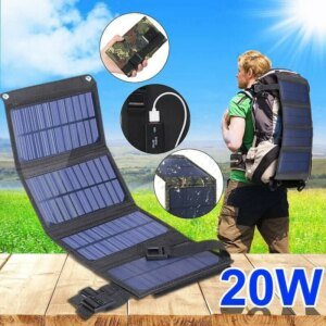 Kit de Panel Solar plegable de 20W, paquete de banco de células solares de 5V, USB, placa Solar impermeable para acampar al aire libre y senderismo, novedad de 2023
