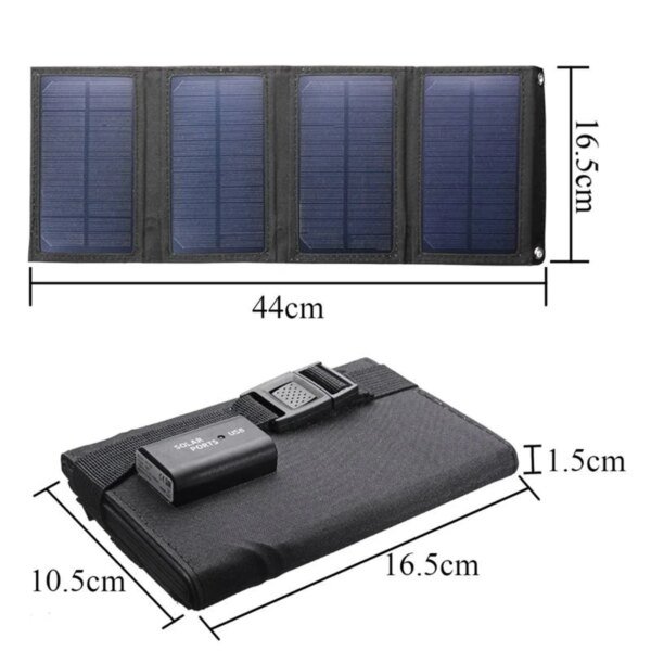 Kit de Panel Solar plegable de 20W, paquete de banco de células solares de 5V, USB, placa Solar impermeable para acampar al aire libre y senderismo, novedad de 2023 - Image 6