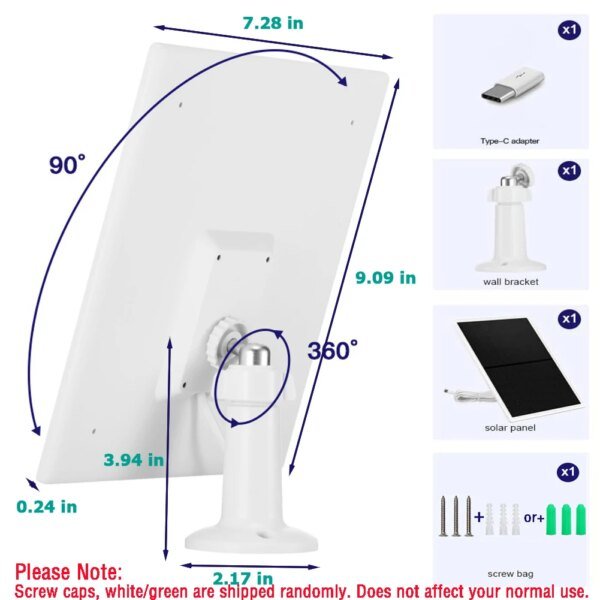 Cámaras de seguridad con cargador de panel solar, batería recargable Micro USB/tipo C de 5V de 10W, Cable de carga de 9,8 pies, resistente al agua IP66 - Image 2