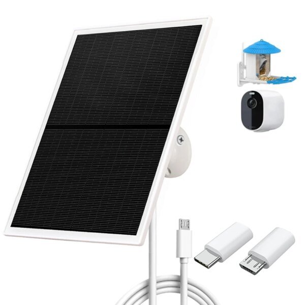 Cámaras de seguridad con cargador de panel solar, batería recargable Micro USB/tipo C de 5V de 10W, Cable de carga de 9,8 pies, resistente al agua IP66 - Image 3