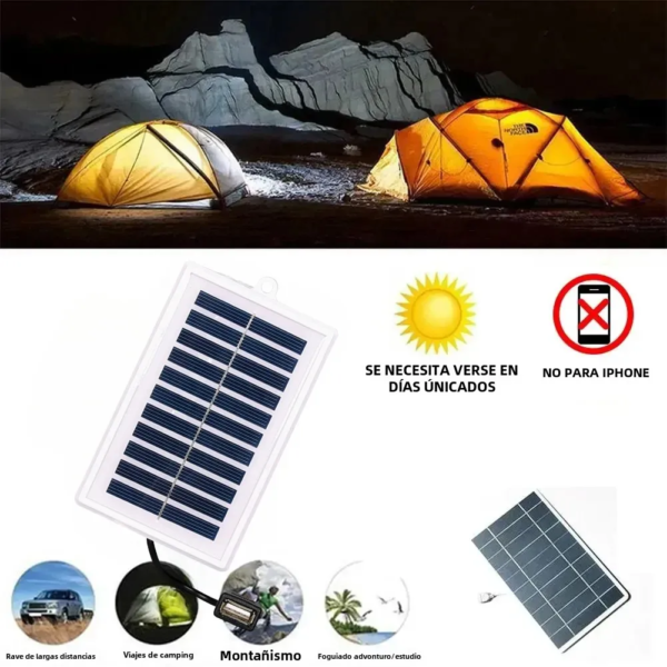 Cargador Solar portátil, salida USB para uso en exteriores, para viajes y Camping, linterna, carga de ventilador, 1 ud. - Image 5