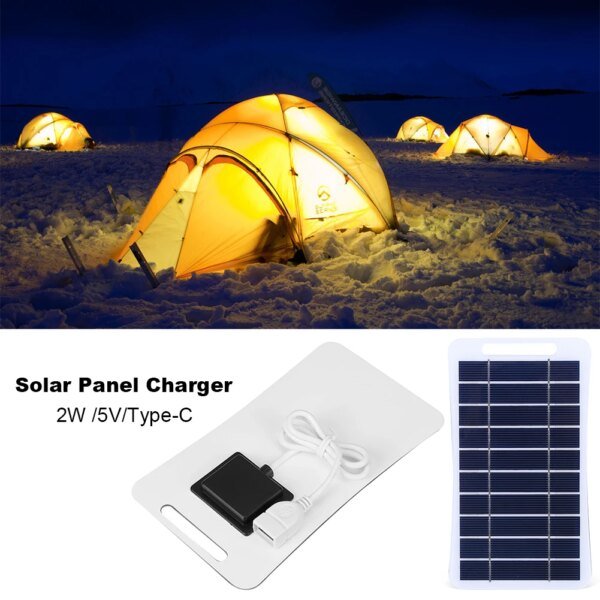 Panel de célula Solar de 2W y 5V, cargador de batería USB, Panel de energía de emergencia, Banco de energía de teléfono impermeable para acampar, mochilero y senderismo - Image 4