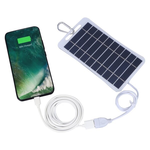 Panel de célula Solar de 2W y 5V, cargador de batería USB, Panel de energía de emergencia, Banco de energía de teléfono impermeable para acampar, mochilero y senderismo