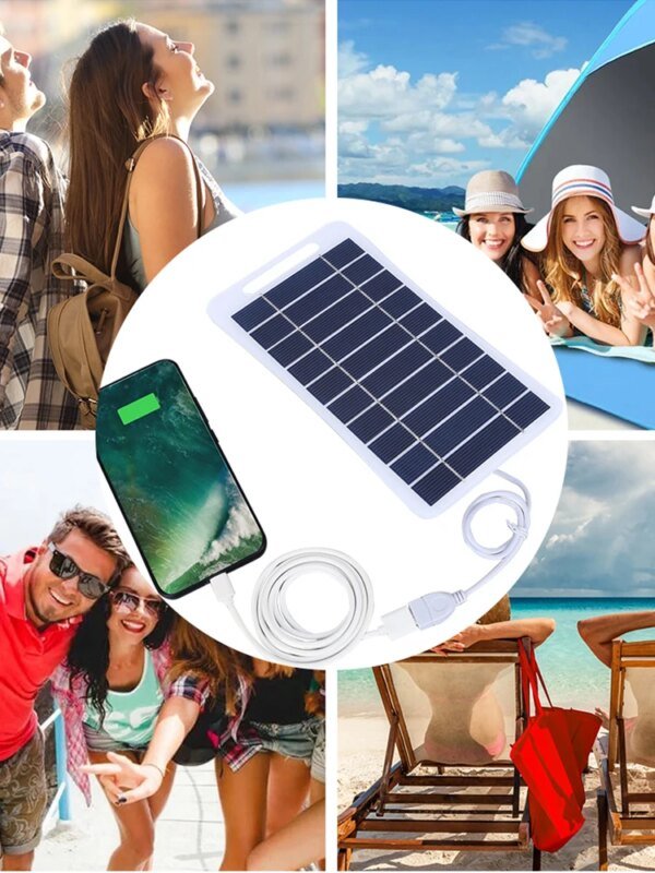 Panel de célula Solar de 2W y 5V, cargador de batería USB, Panel de energía de emergencia, Banco de energía de teléfono impermeable para acampar, mochilero y senderismo - Image 6