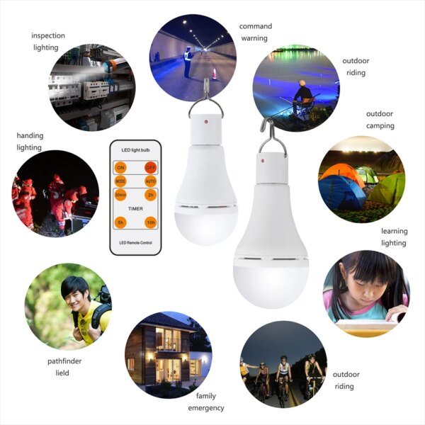 Lámpara alimentada por energía Solar, bombilla Led portátil, 5 modos, 20COB, luz de ahorro de energía para tienda de campaña al aire libre, luces de emergencia para pesca nocturna - Image 5