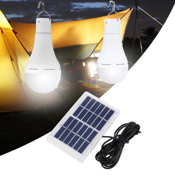 Lámpara alimentada por energía Solar, bombilla Led portátil, 5 modos, 20COB, luz de ahorro de energía para tienda de campaña al aire libre, luces de emergencia para pesca nocturna - Image 2