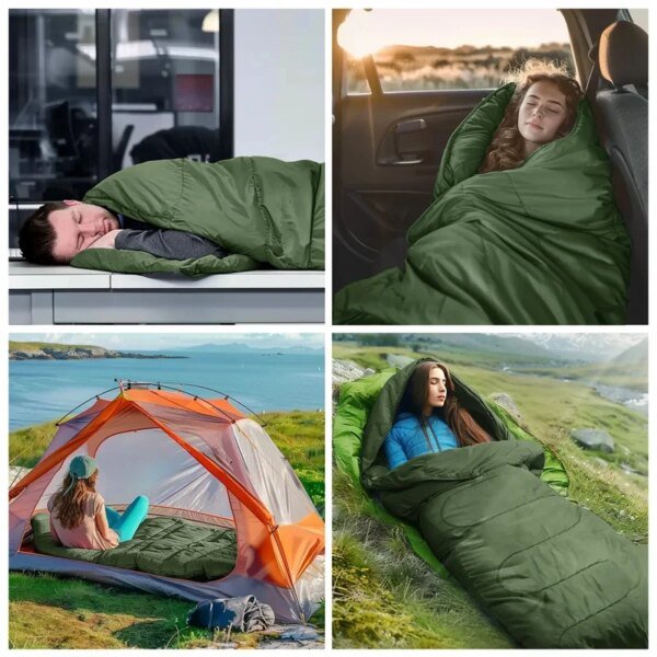 Saco de dormir para acampar, ultraligero, impermeable, sobre cálido para 4 estaciones, sacos de dormir para mochilero, para viajes al aire libre y senderismo - Image 6